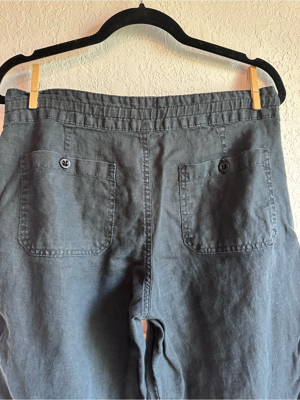 Lauren Ralph Lauren 100% linen Black Drawstring Pants - Picture 4 of 6